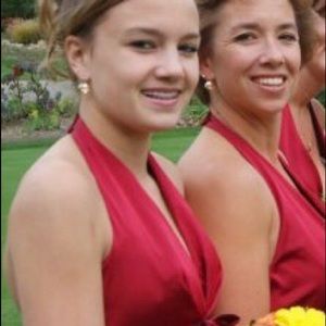Red halter dress